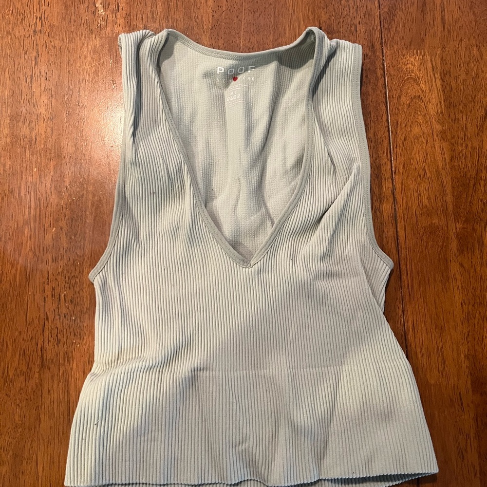 Poof! Gray Fitted Ribbed Tank Top
